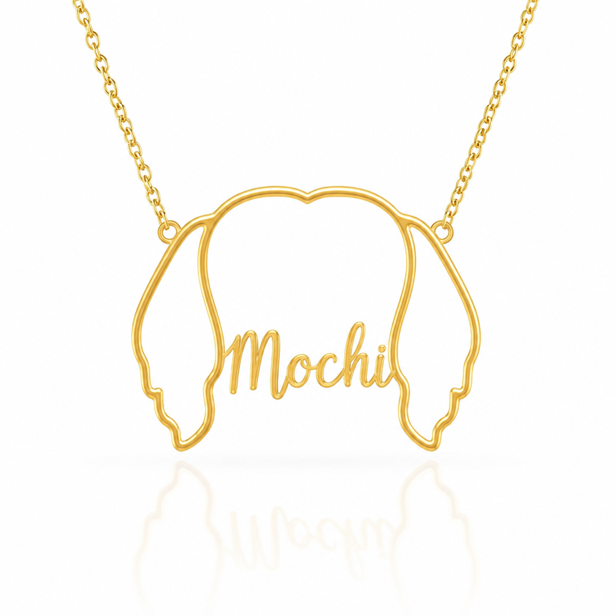 Soulyshine Pekingese personalized outline pet face and name necklace in gold