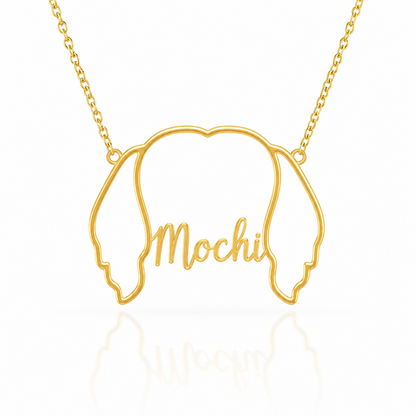 Soulyshine Pekingese personalized outline pet face and name necklace in gold