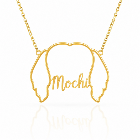 Soulyshine Pekingese personalized outline pet face and name necklace in gold