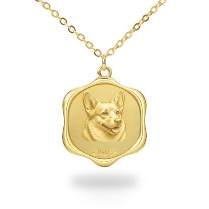Soulyshine Pembroke Welsh Corgi Precious Paw personalized pet photo necklace - 18K Gold Vermeil front