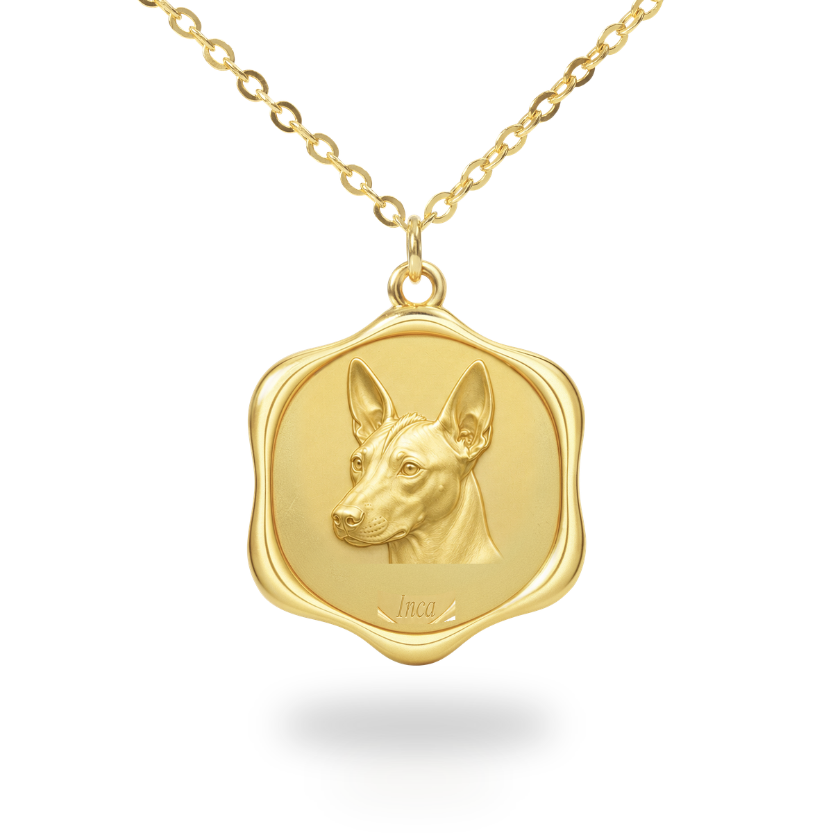 Soulyshine Peruvian Inca Orchid Precious Paw personalized pet photo necklace - 18K Gold Vermeil front