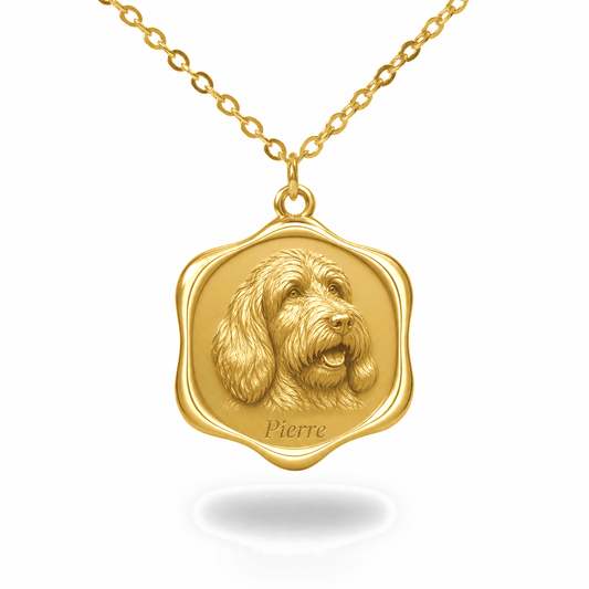 Soulyshine Petit Basset Griffon Vendeen Precious Paw personalized pet photo necklace - 18K Gold Vermeil front