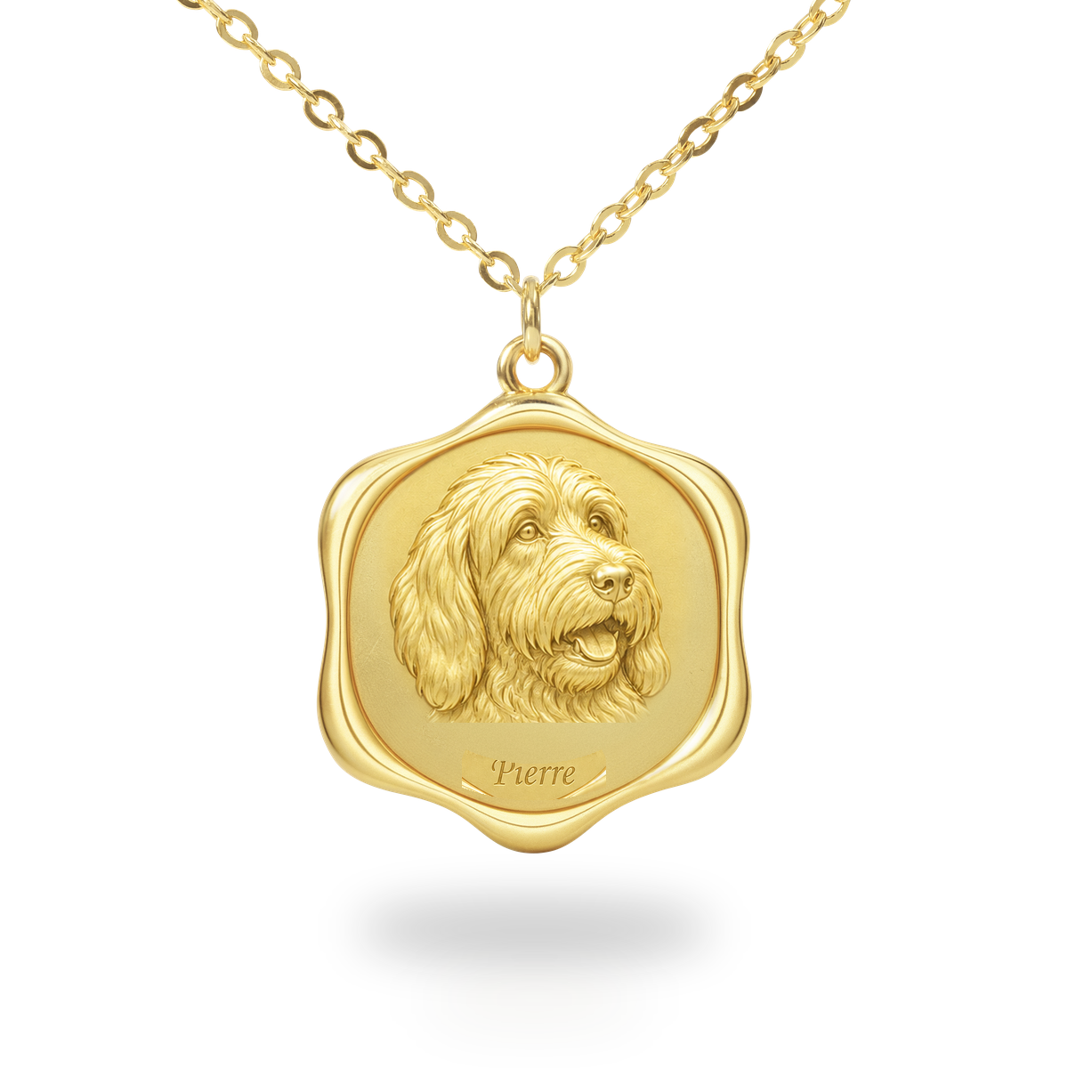 Soulyshine Petit Basset Griffon Vendeen Precious Paw personalized pet photo necklace - 18K Gold Vermeil front