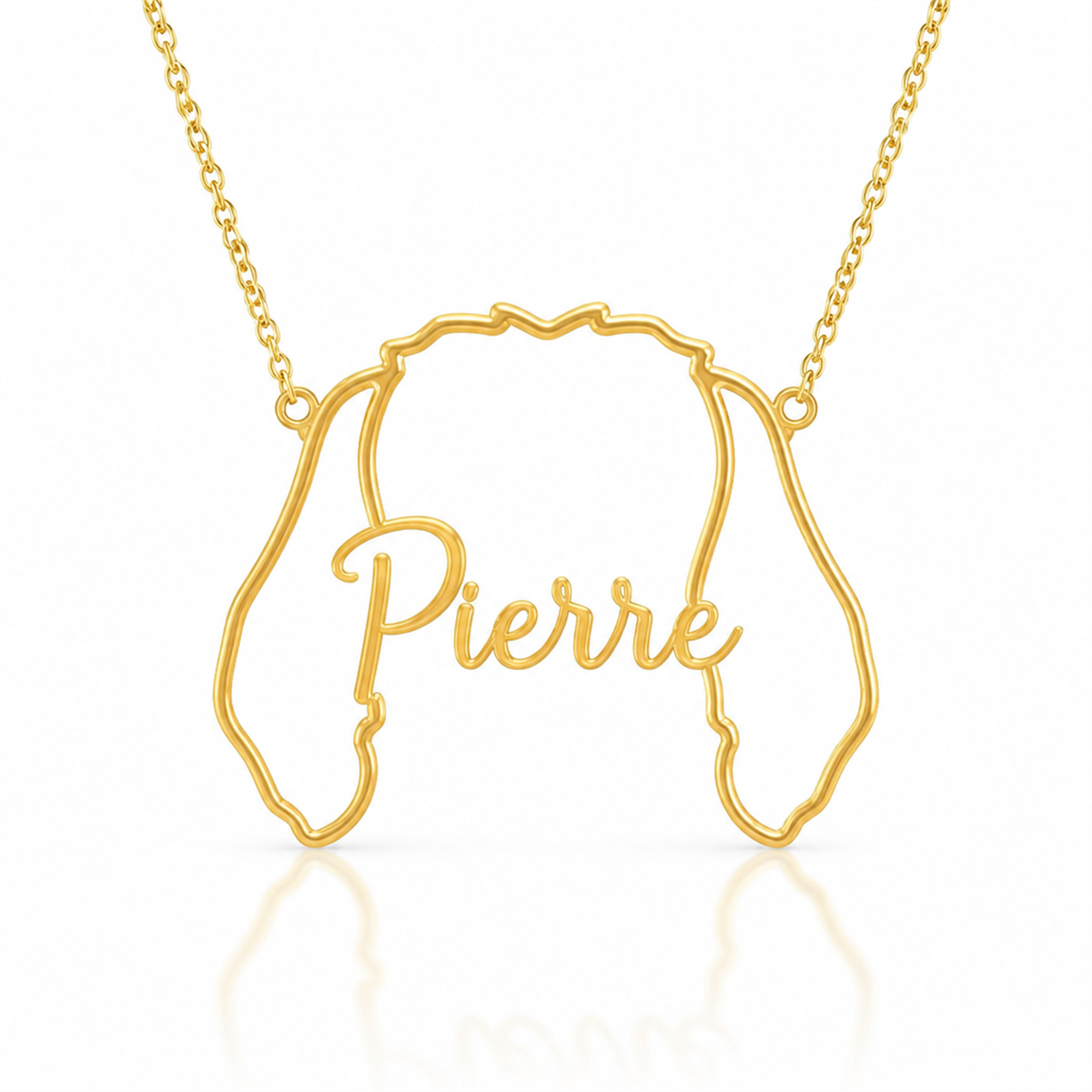 Soulyshine Petit Basset Griffon Vend?en personalized outline pet face and name necklace in gold