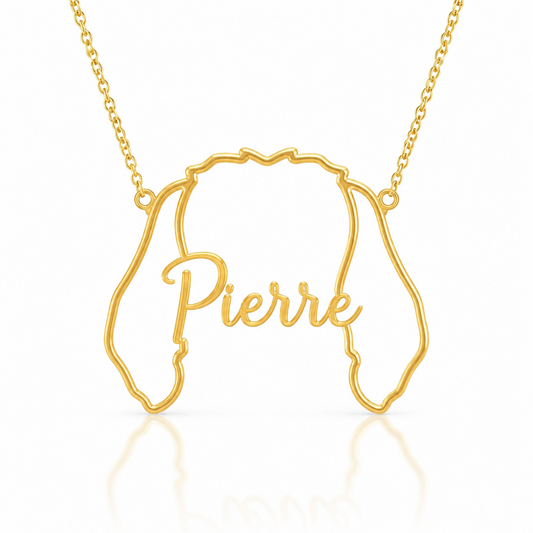 Soulyshine Petit Basset Griffon Vend?en personalized outline pet face and name necklace in gold
