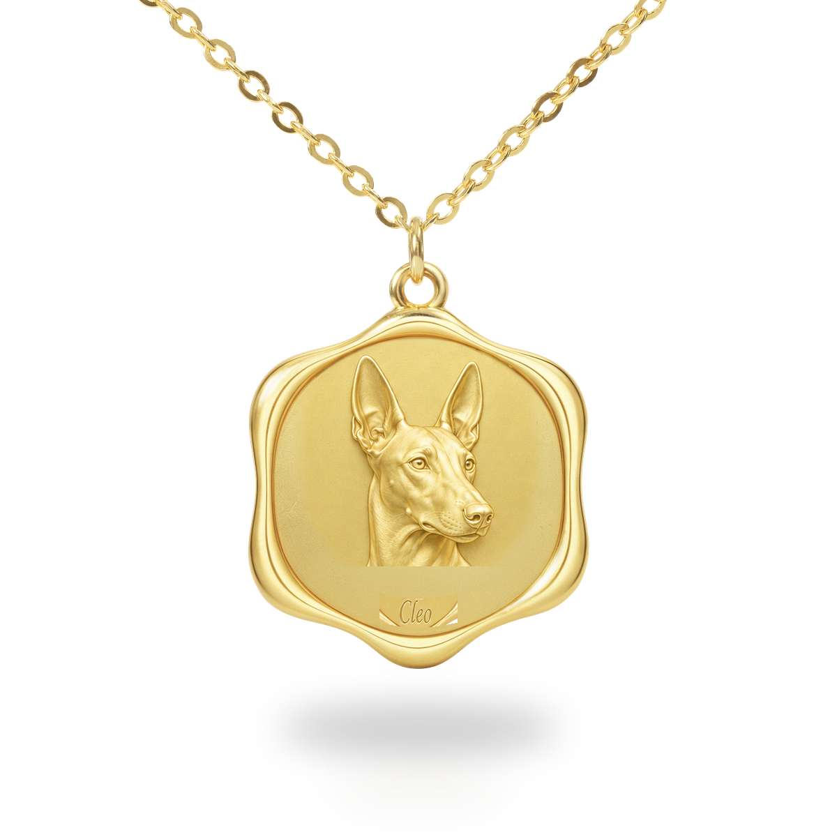 Soulyshine Pharaoh Hound Precious Paw personalized pet photo necklace - 18K Gold Vermeil front