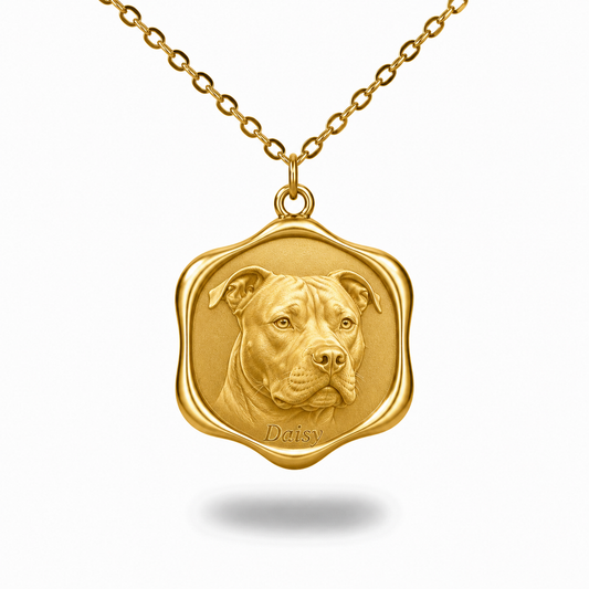 Soulyshine Pit Bull Precious Paw personalized pet photo necklace - 18K Gold Vermeil front