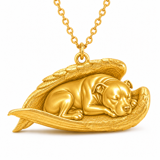 Soulyshine Pit Bull The Sleeping Angel – Personalized Pet Necklace - 18K Gold Vermeil front