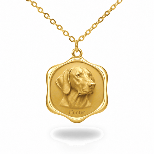 Soulyshine Plott Hound Precious Paw personalized pet photo necklace - 18K Gold Vermeil front