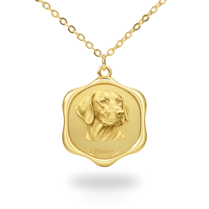 Soulyshine Plott Hound Precious Paw personalized pet photo necklace - 18K Gold Vermeil front