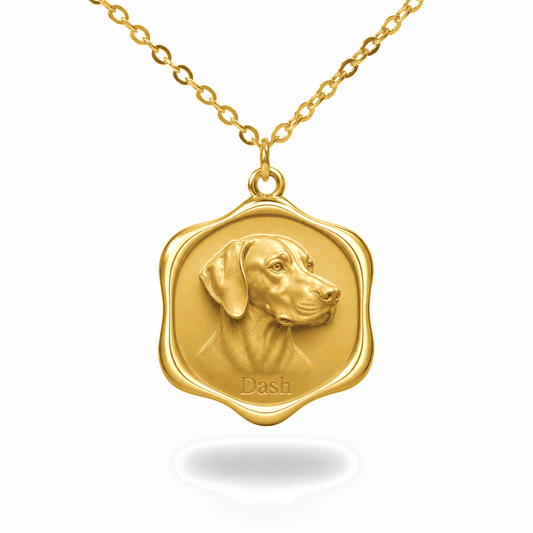 Soulyshine Pointer Precious Paw personalized pet photo necklace - 18K Gold Vermeil front