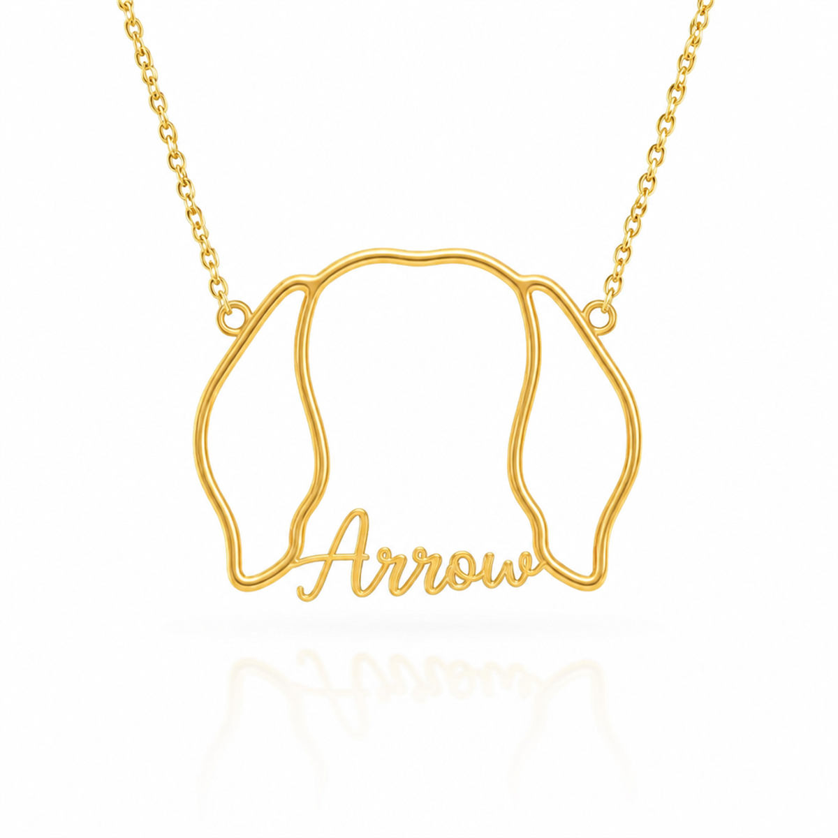 Soulyshine Pointer personalized outline pet face and name necklace in gold