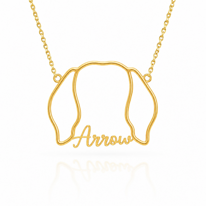 Soulyshine Pointer personalized outline pet face and name necklace in gold