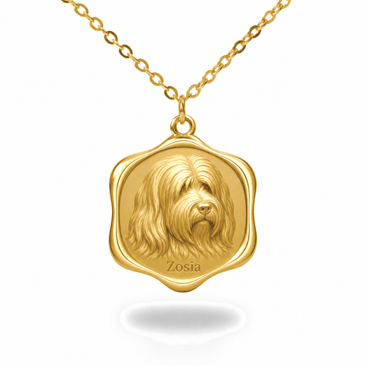 Soulyshine Polish Lowland Sheepdog Precious Paw personalized pet photo necklace - 18K Gold Vermeil front