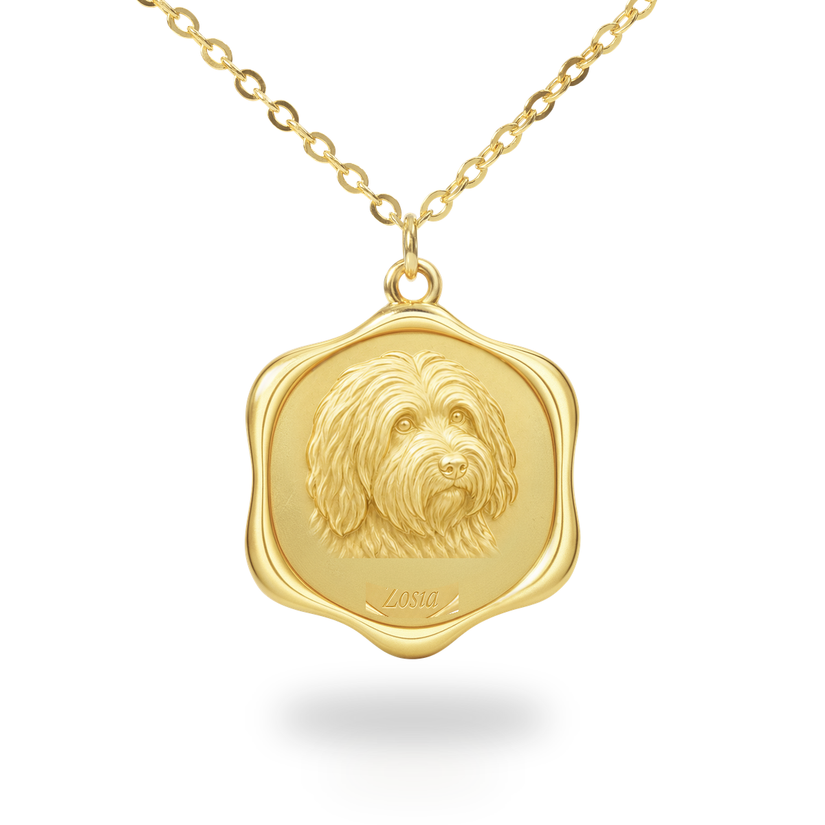 Soulyshine Polish Lowland Sheepdog Precious Paw personalized pet photo necklace - 18K Gold Vermeil front
