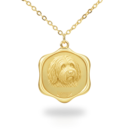 Soulyshine Polish Lowland Sheepdog Precious Paw personalized pet photo necklace - 18K Gold Vermeil front