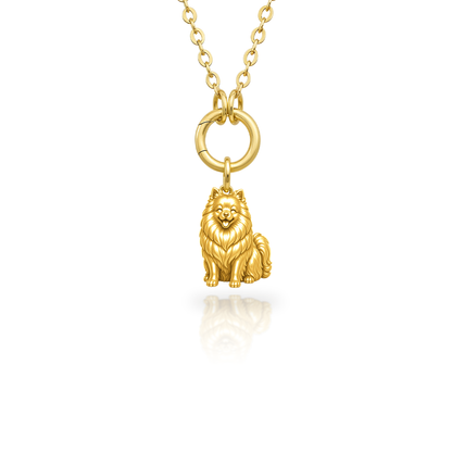 Soulyshine Pomeranian Purest Bond Dog Companion Charm Necklace - 18K Gold Vermeil front