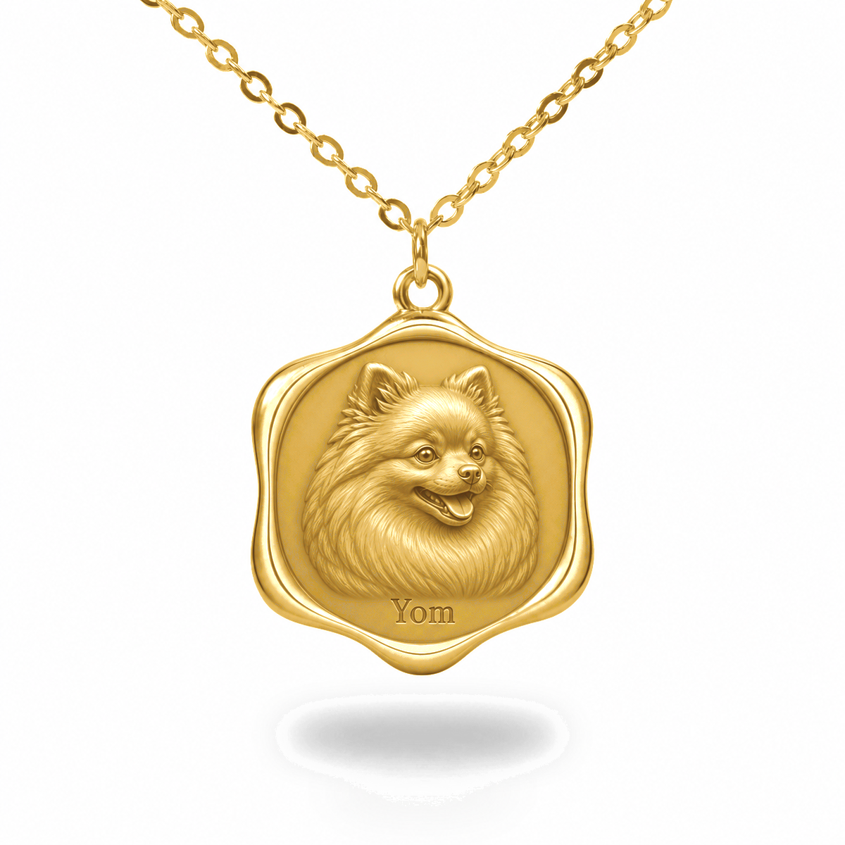 Soulyshine Pomeranian Precious Paw personalized pet photo necklace - 18K Gold Vermeil front