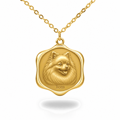 Soulyshine Pomeranian Precious Paw personalized pet photo necklace - 18K Gold Vermeil front