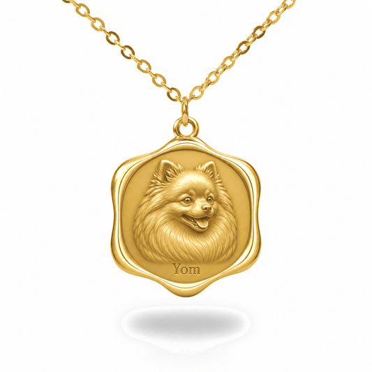 Soulyshine Pomeranian Precious Paw personalized pet photo necklace - 18K Gold Vermeil front