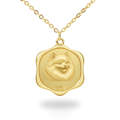 Soulyshine Pomeranian Precious Paw personalized pet photo necklace - 18K Gold Vermeil front