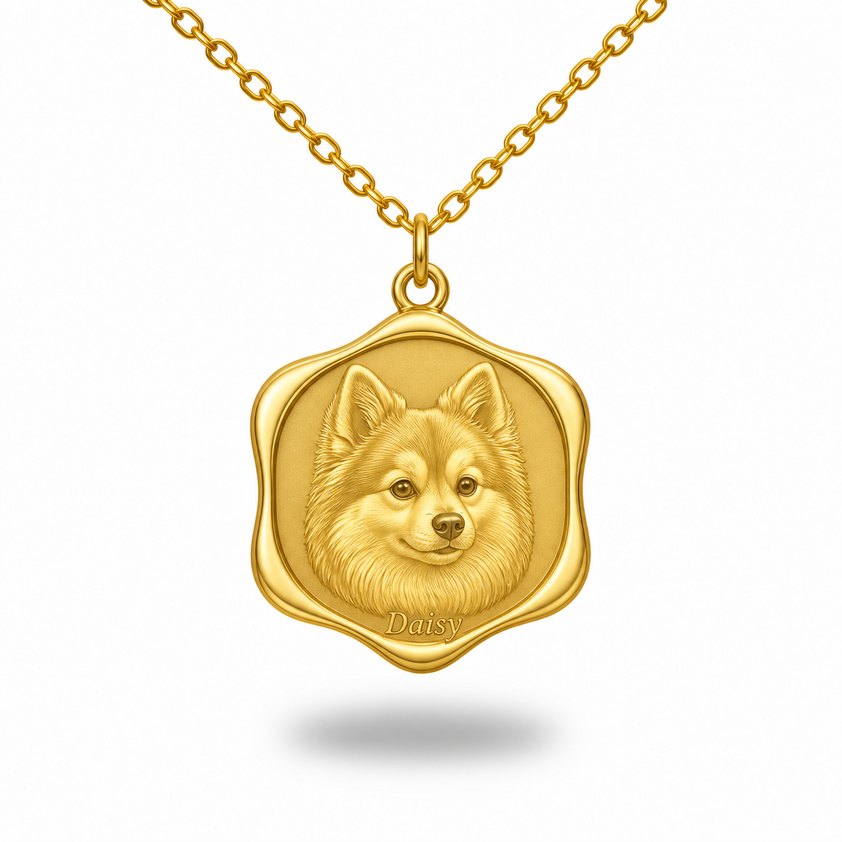 Soulyshine Pomsky Precious Paw personalized pet photo necklace - 18K Gold Vermeil front