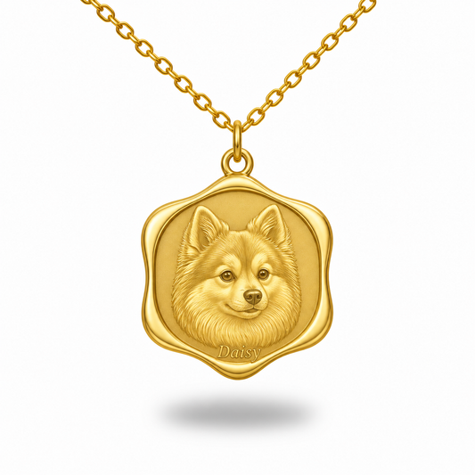 Soulyshine Pomsky Precious Paw personalized pet photo necklace - 18K Gold Vermeil front