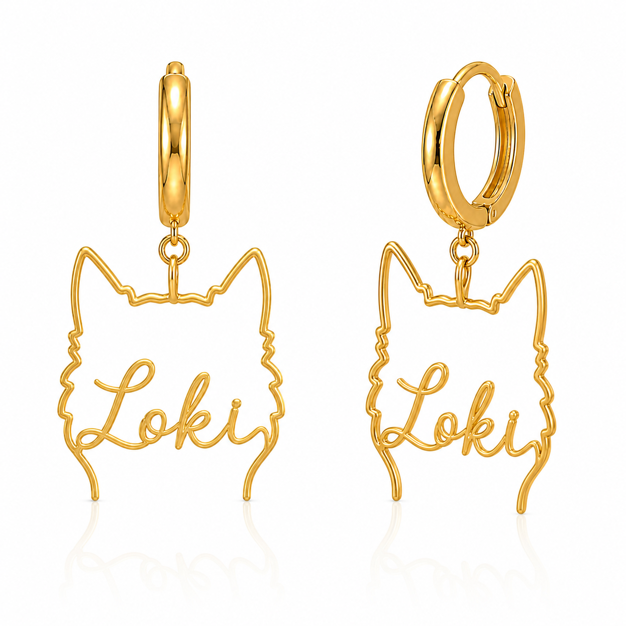 Pomsky Loki personalized pet face earrings