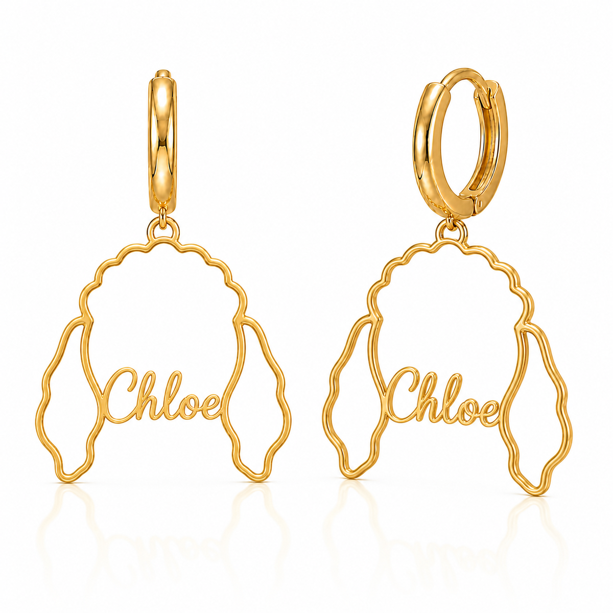 Poodle miniature Chloe personalized pet face earrings