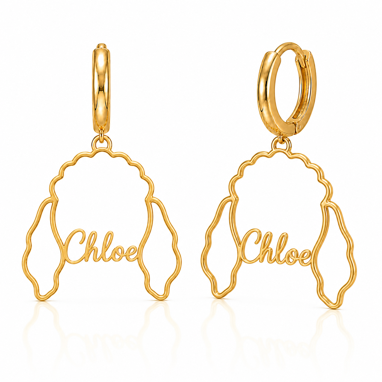 Poodle miniature Chloe personalized pet face earrings