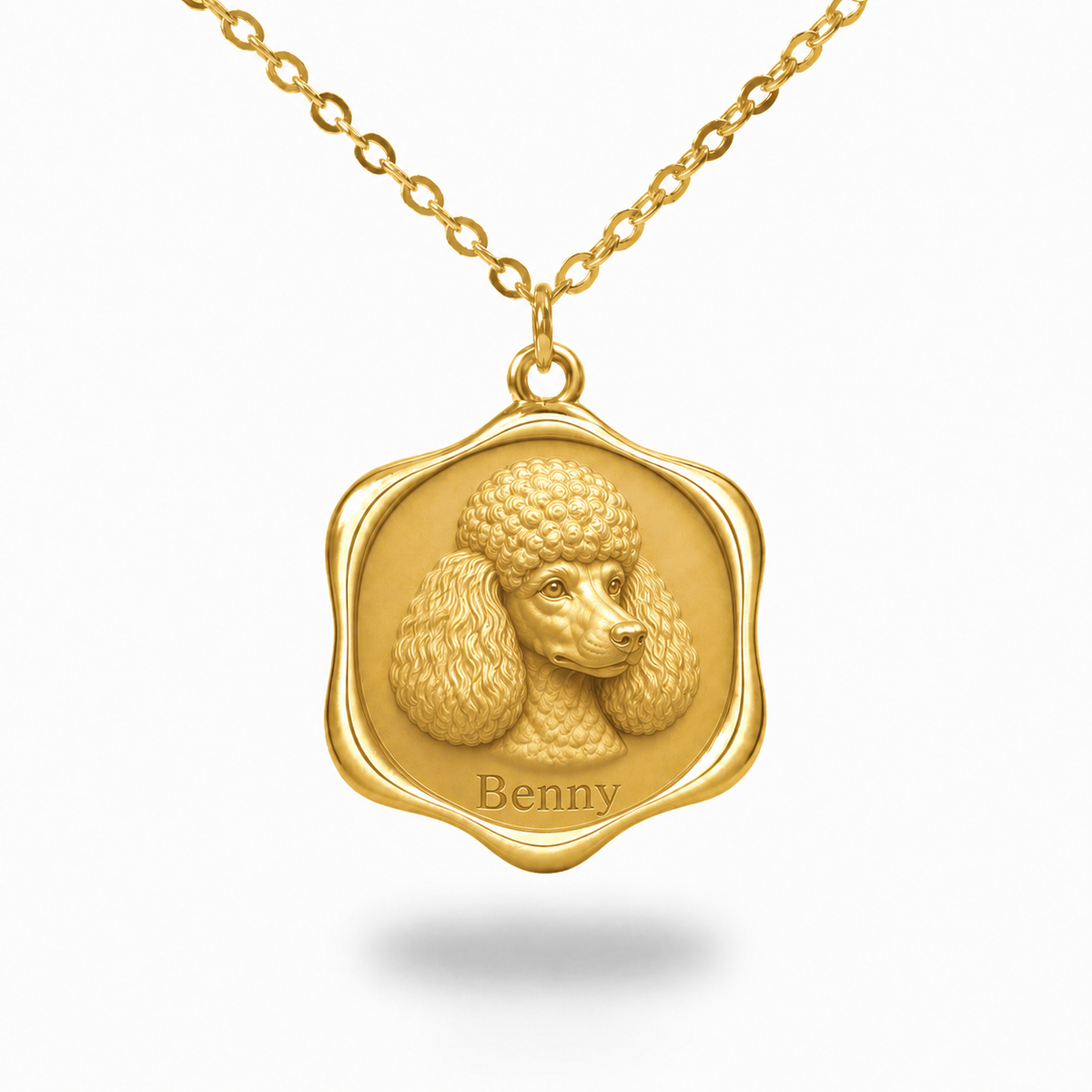 Soulyshine Poodle - miniature Precious Paw personalized pet photo necklace - 18K Gold Vermeil front