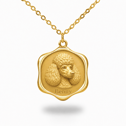 Soulyshine Poodle - miniature Precious Paw personalized pet photo necklace - 18K Gold Vermeil front