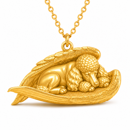 Soulyshine Poodle standard The Sleeping Angel – Personalized Pet Necklace - 18K Gold Vermeil front