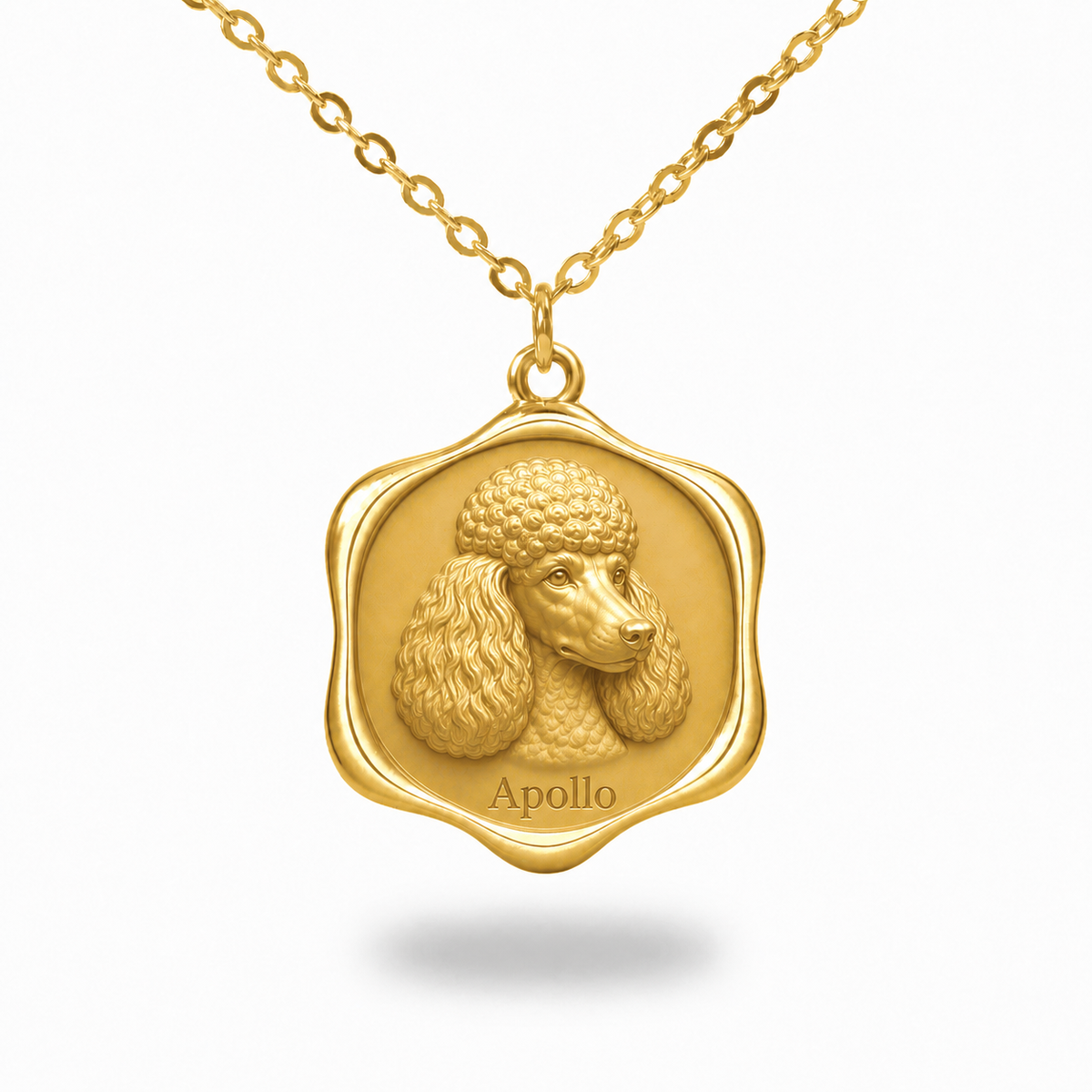 Soulyshine Poodle - standard Precious Paw personalized pet photo necklace - 18K Gold Vermeil front