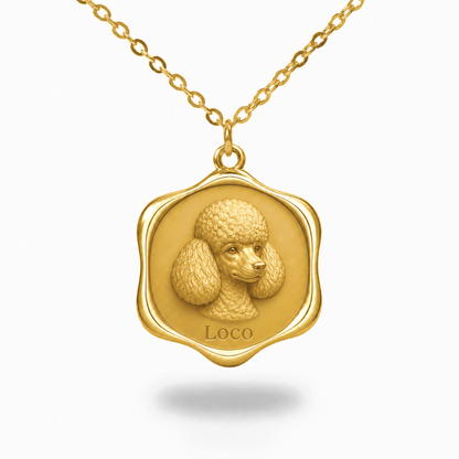 Soulyshine Poodle - toy Precious Paw personalized pet photo necklace - 18K Gold Vermeil front