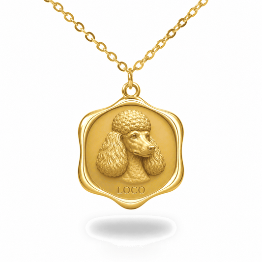 Soulyshine Poodle Precious Paw personalized pet photo necklace - 18K Gold Vermeil front