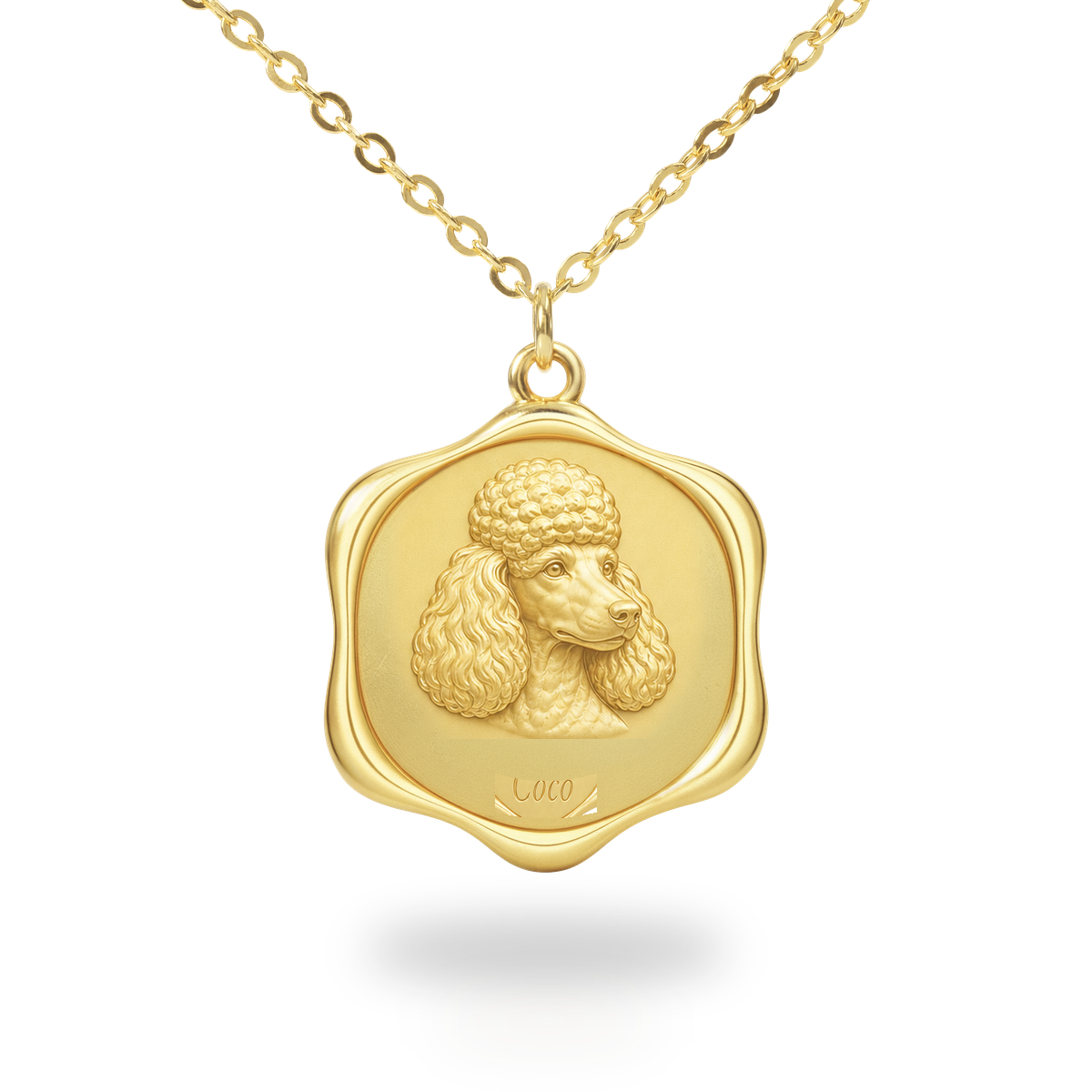 Soulyshine Poodle Precious Paw personalized pet photo necklace - 18K Gold Vermeil front