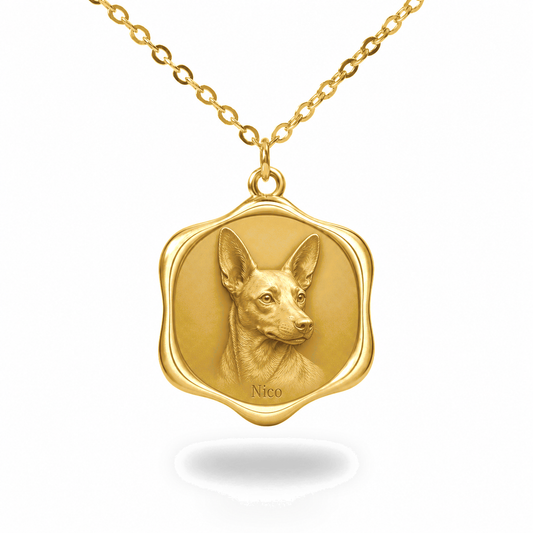 Soulyshine Portuguese Podengo Pequeno Precious Paw personalized pet photo necklace - 18K Gold Vermeil front