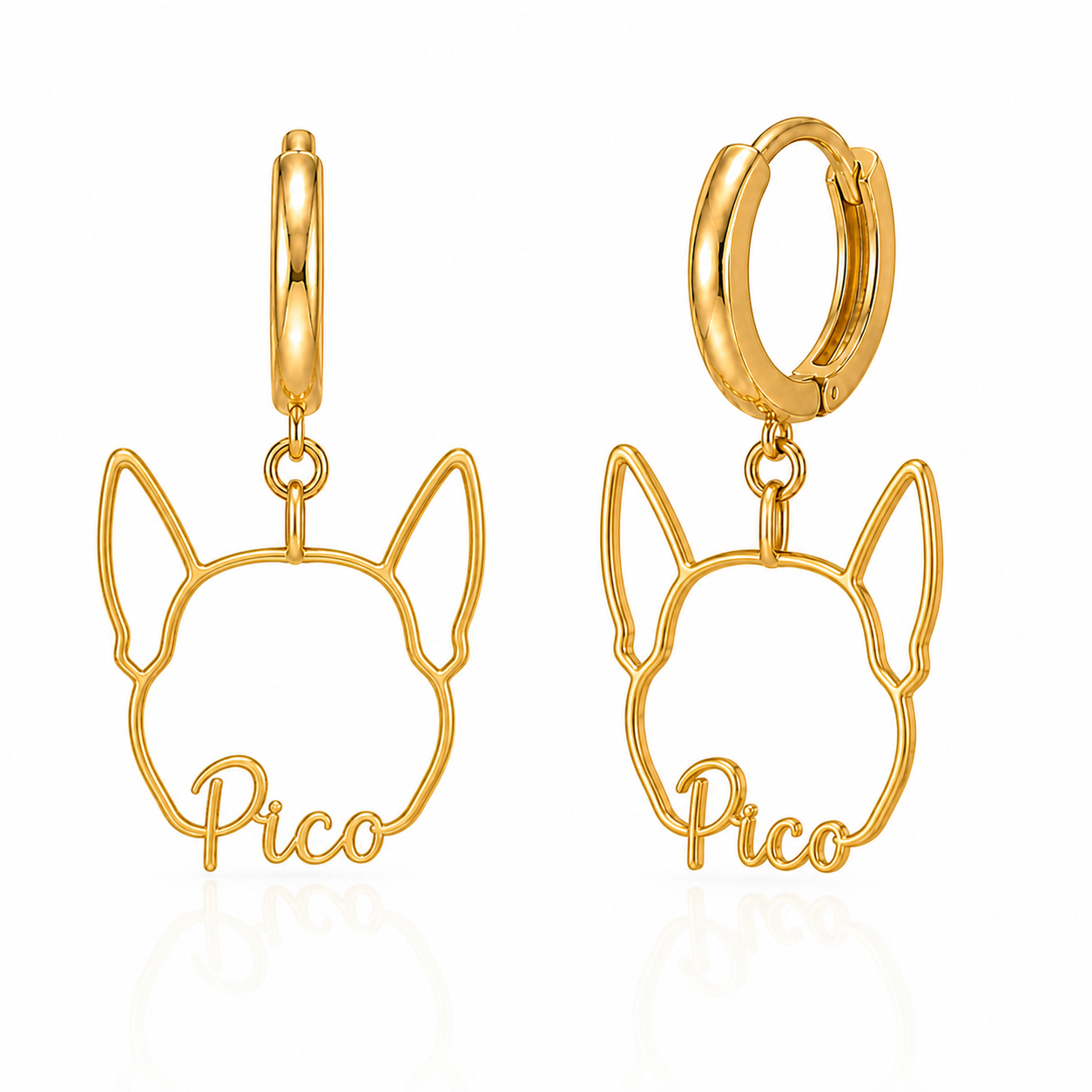 Portuguese Podengo Pequeno Pico personalized pet face earrings