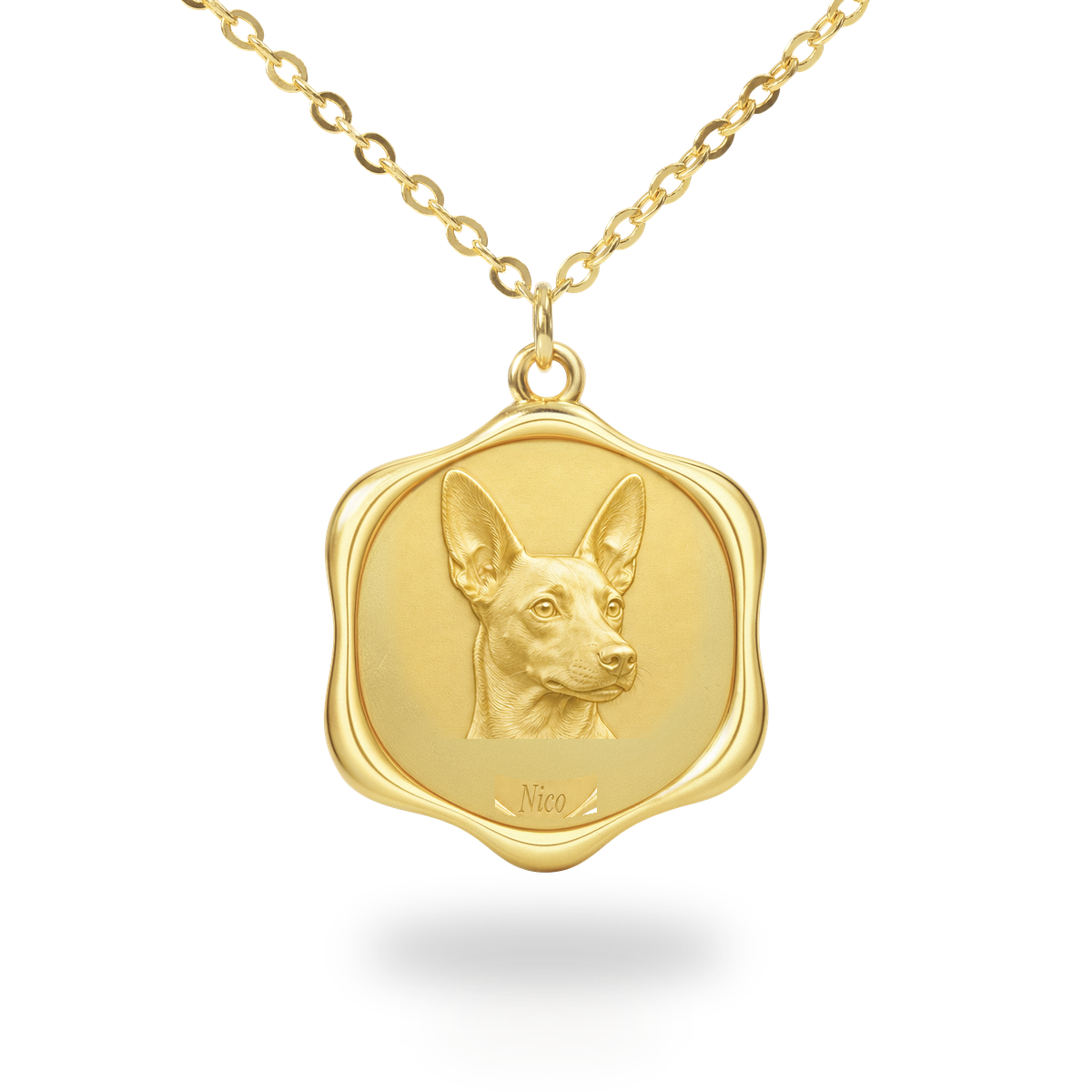 Soulyshine Portuguese Podengo Pequeno Precious Paw personalized pet photo necklace - 18K Gold Vermeil front