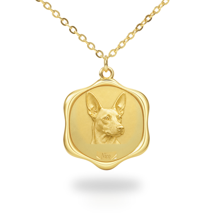 Soulyshine Portuguese Podengo Pequeno Precious Paw personalized pet photo necklace - 18K Gold Vermeil front