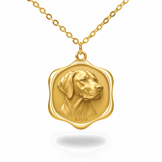 Soulyshine Portuguese Pointer Precious Paw personalized pet photo necklace - 18K Gold Vermeil front