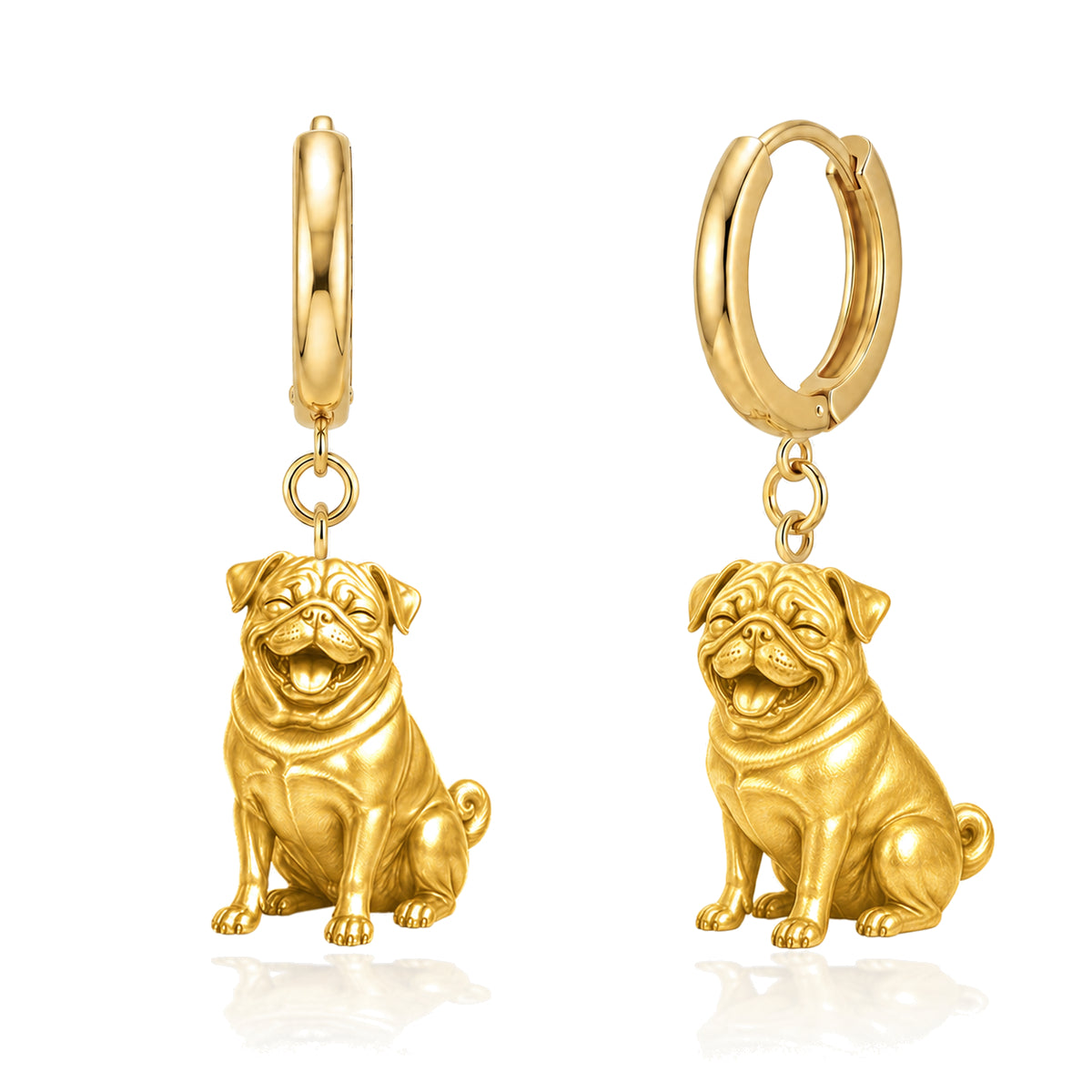 Pug personalized companion handcrafted huggie earrings