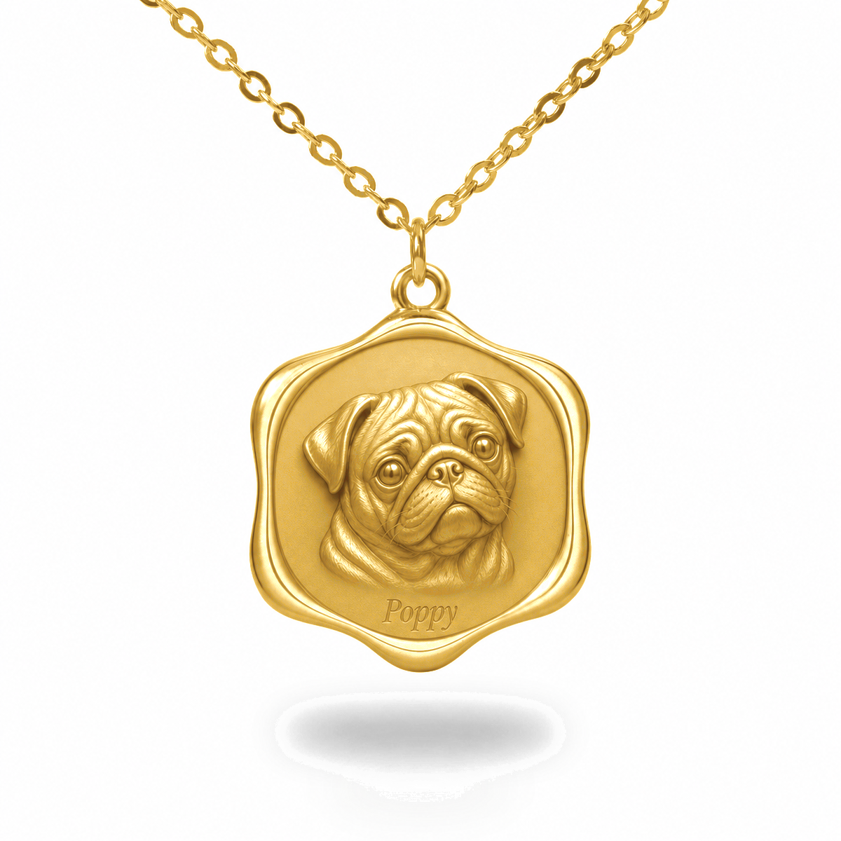 Soulyshine Pug Precious Paw personalized pet photo necklace - 18K Gold Vermeil front