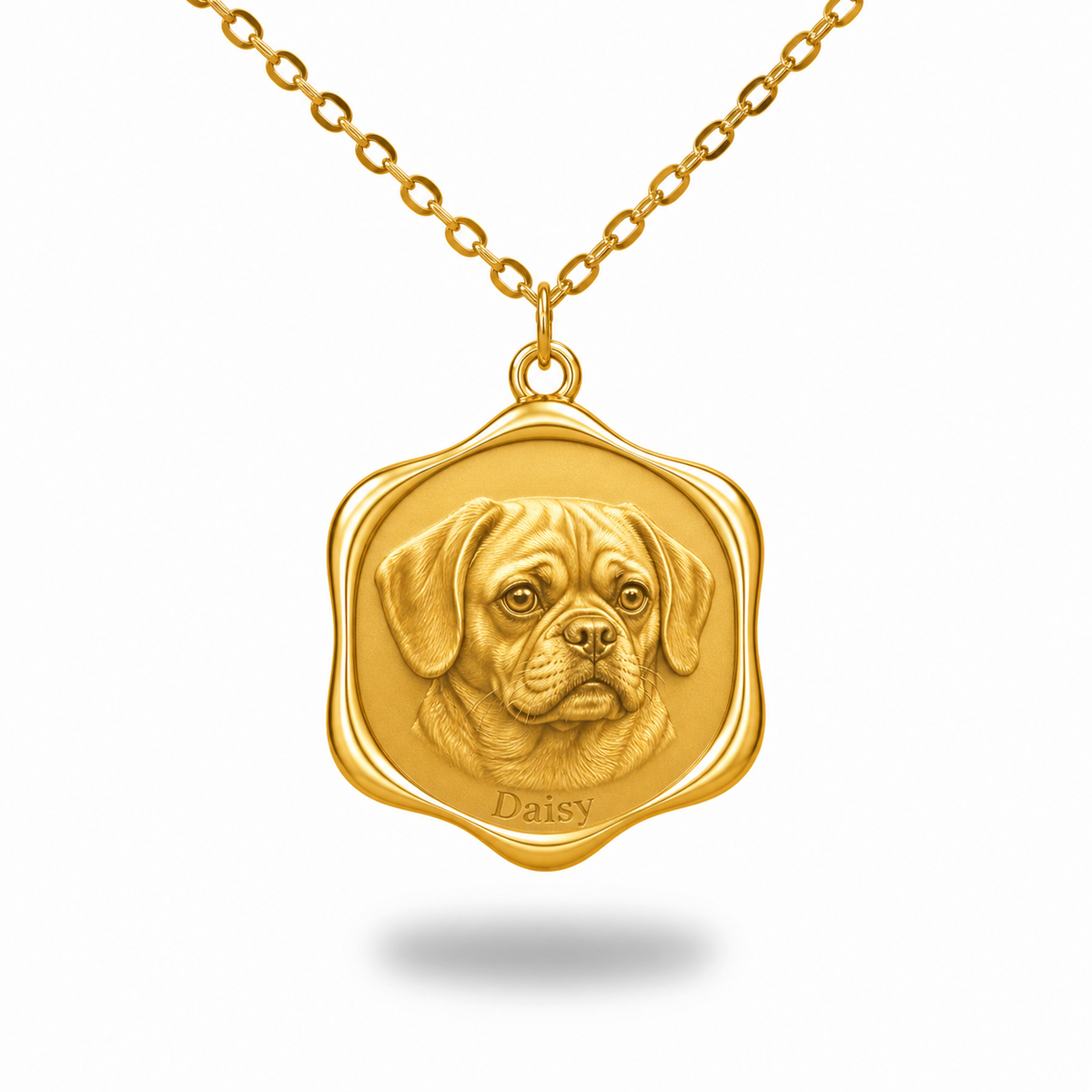 Soulyshine Puggle Precious Paw personalized pet photo necklace - 18K Gold Vermeil front