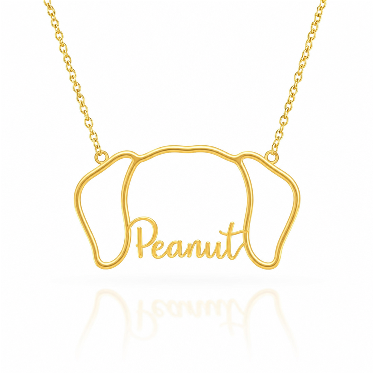 Soulyshine Puggle personalized outline pet face and name necklace in gold