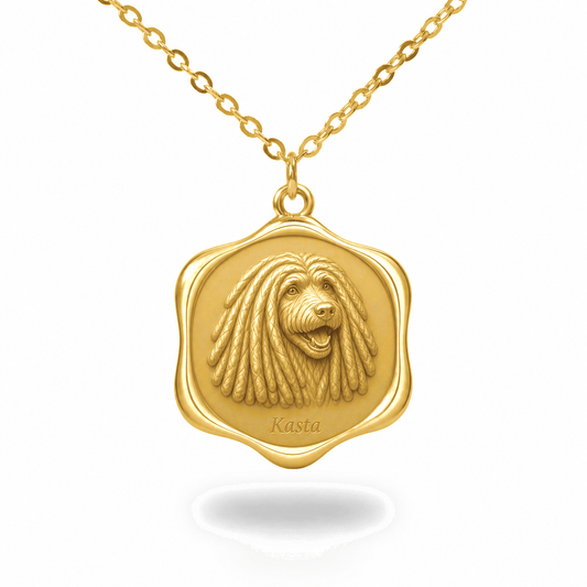 Soulyshine Puli Precious Paw personalized pet photo necklace - 18K Gold Vermeil front