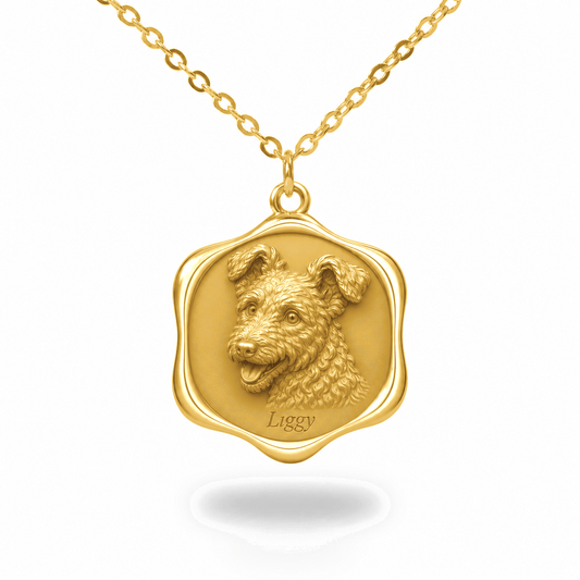 Soulyshine Pumi Precious Paw personalized pet photo necklace - 18K Gold Vermeil front