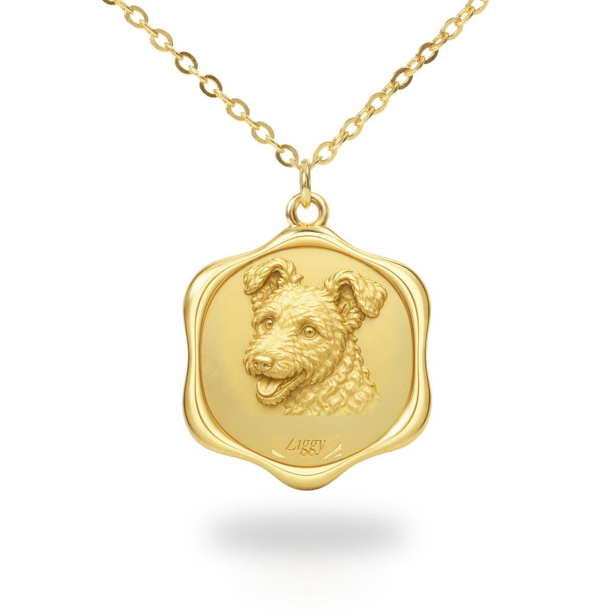 Soulyshine Pumi Precious Paw personalized pet photo necklace - 18K Gold Vermeil front