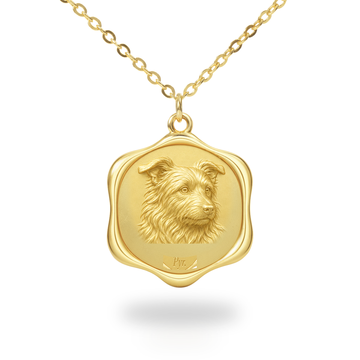 Soulyshine Pyrenean Shepherd Precious Paw personalized pet photo necklace - 18K Gold Vermeil front